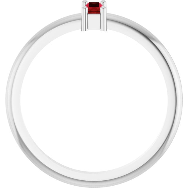 Straight Baguette Lab-Grown Ruby Stackable Ring in Gold