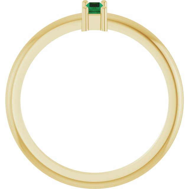 Straight Baguette Lab-Grown Emerald Stackable Ring in Yellow Gold