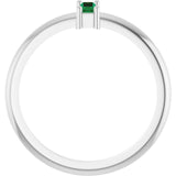 Straight Baguette Lab-Grown Emerald Ring in Gold and Platinum