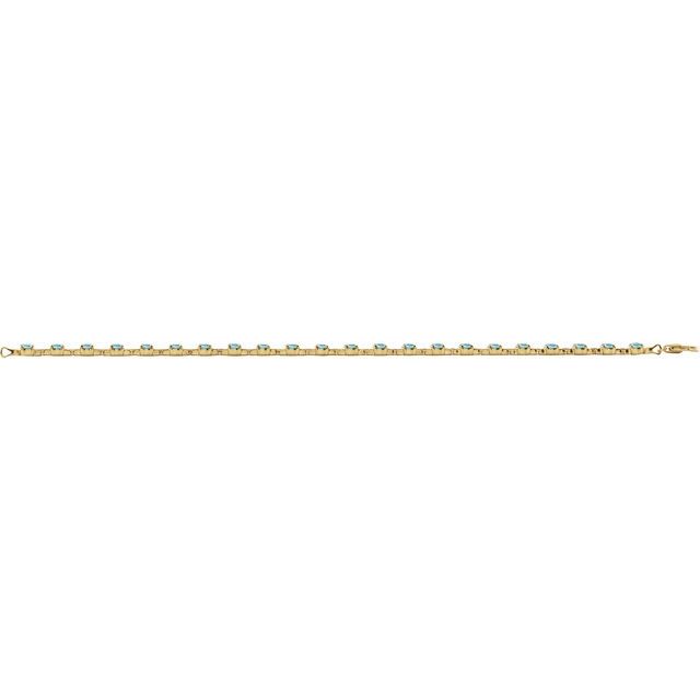 Round Natural Sky Blue Topaz Line Bracelet In Gold & Platinum