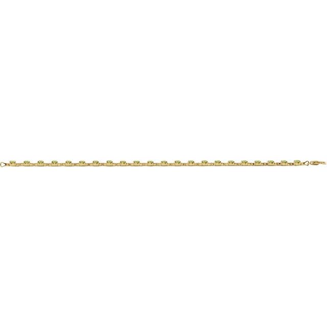 Round Natural Peridot Line Bracelet In Gold & Platinum