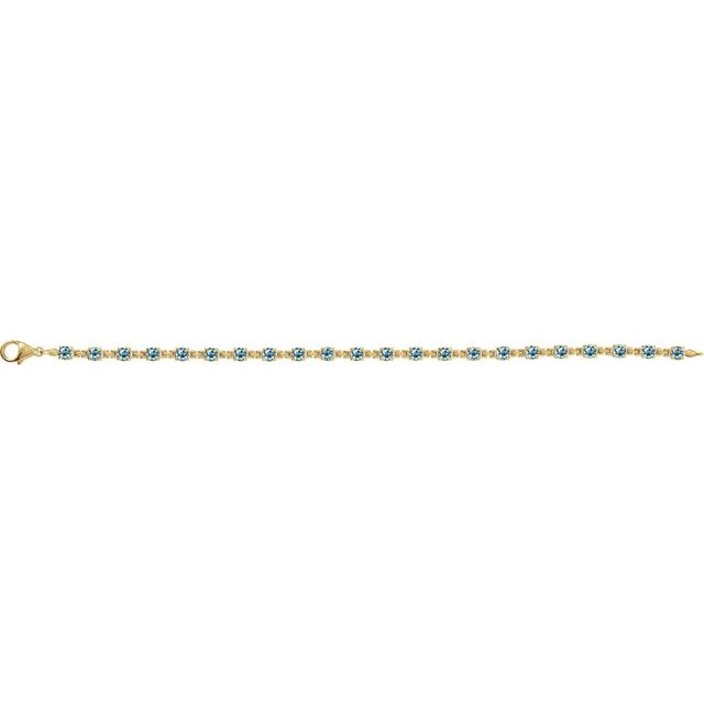 Round Natural Sky Blue Topaz Line Bracelet In Gold & Platinum