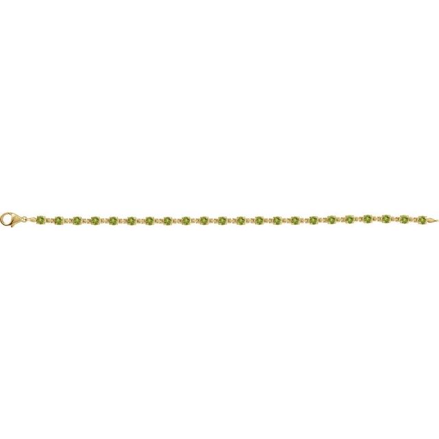 Round Natural Peridot Line Bracelet In Gold & Platinum