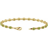 Round Natural Peridot Line Bracelet In Gold & Platinum