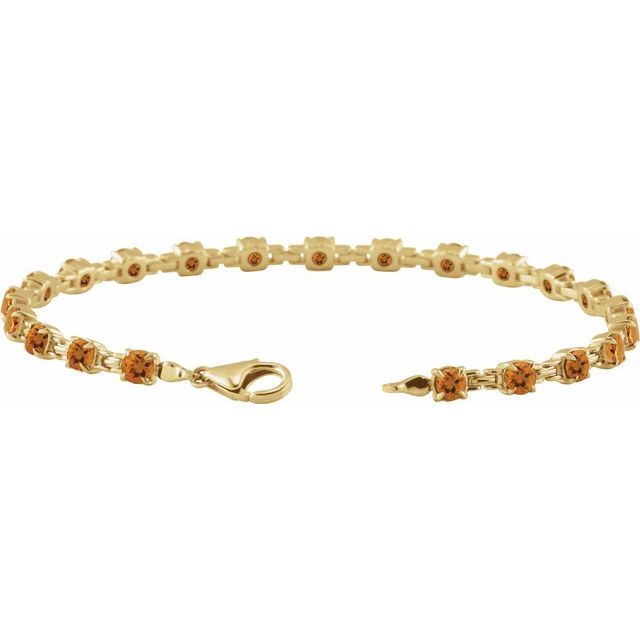 Round Natural Citrine Line Bracelet In Gold & Platinum