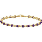 Round Natural Amethyst Line Bracelet In Gold & Platinum