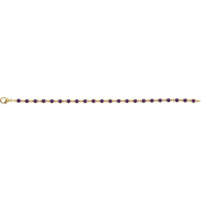 Round Natural Amethyst Line Bracelet In Gold & Platinum
