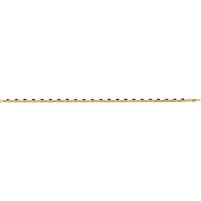Round Natural Amethyst Line Bracelet In Gold & Platinum
