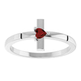 Heart Mozambique Garnet Crosses Ring in Gold and Platinum
