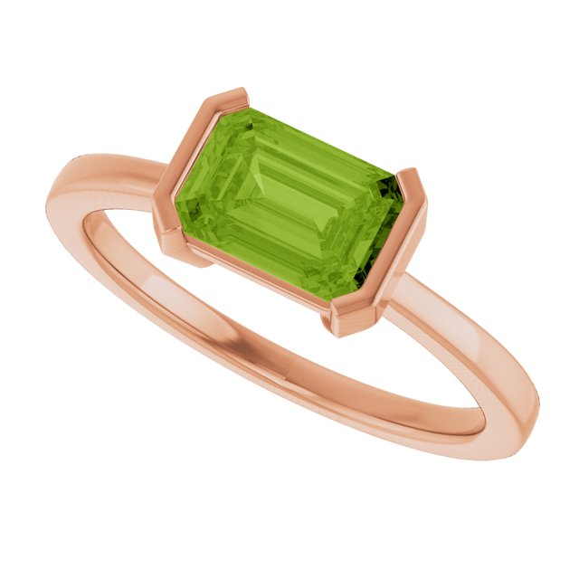 Natural Peridot Rose Gold Solitaire Ring in