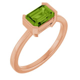 Natural Peridot Rose Gold Solitaire Ring in