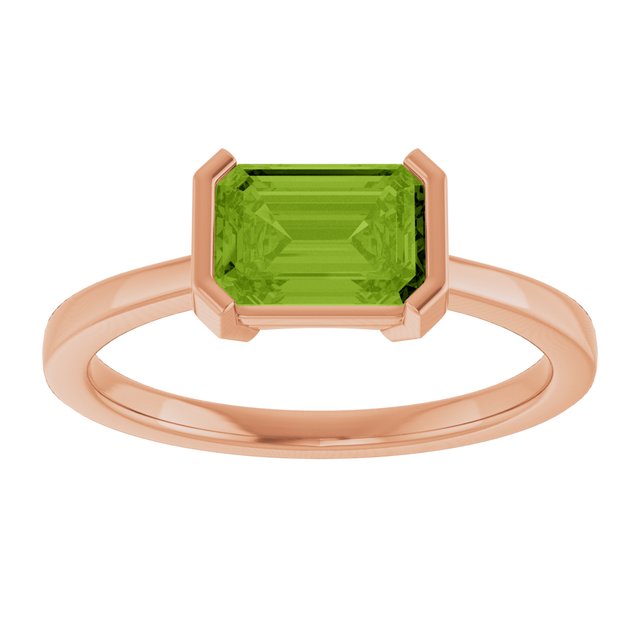 Natural Peridot Rose Gold Solitaire Ring in