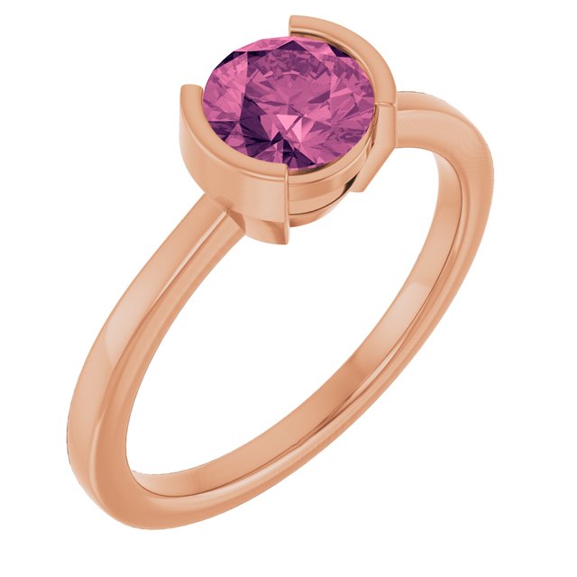Natural Pink Tourmaline Rose Gold Solitaire Ring in | round