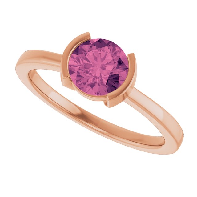 Natural Pink Tourmaline Rose Gold Solitaire Ring in | round