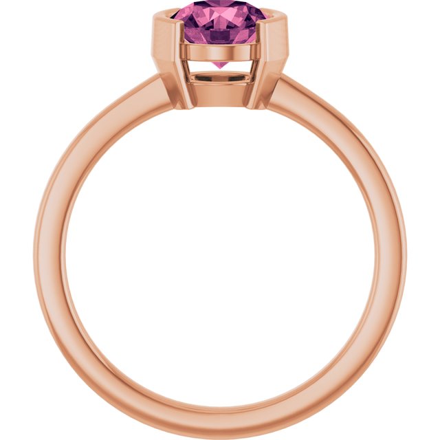 Natural Pink Tourmaline Rose Gold Solitaire Ring in | round