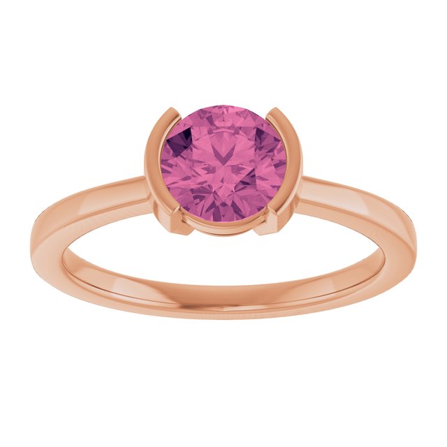Natural Pink Tourmaline Rose Gold Solitaire Ring in | round