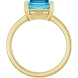 Lab-Grown Aqua Sapphire Yellow Gold Solitaire Ring in | emerald