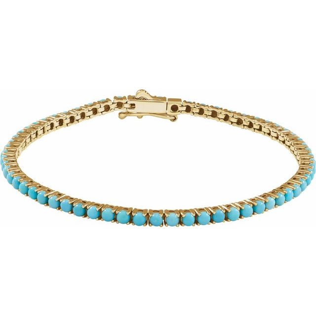 Round Natural Turquoise Line Bracelet In Gold & Platinum