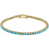 Round Natural Turquoise Line Bracelet In Gold & Platinum