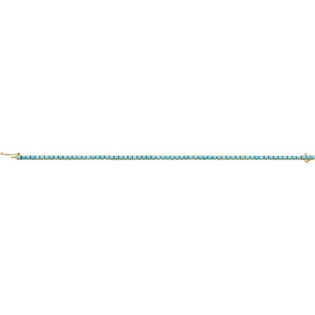 Round Natural Turquoise Line Bracelet In Gold & Platinum