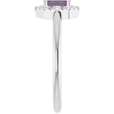 Emerald Lab-Grown Alexandrite & Diamond Halo Ring in White Gold