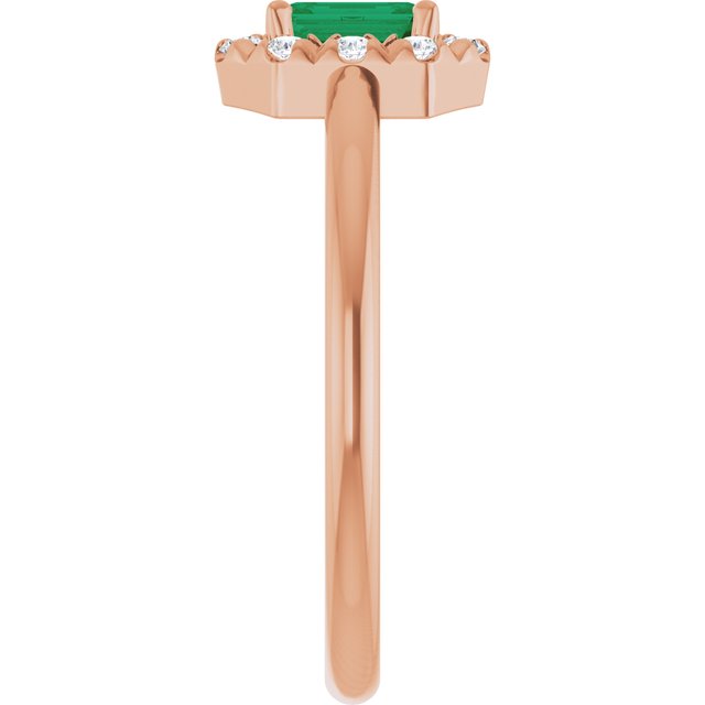 Emerald Emerald Halo Ring with Diamond Accents in Gold