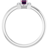 Emerald Pink Tourmaline & Diamond Halo Ring in Gold and Platinum
