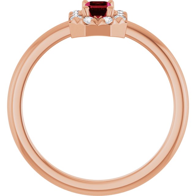 Emerald Ruby Halo Ring with Diamond Accents in Gold