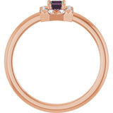 Emerald Lab-Grown Alexandrite & Diamond Halo Ring in Rose Gold