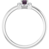 Emerald Lab-Grown Alexandrite & Diamond Halo Ring in White Gold