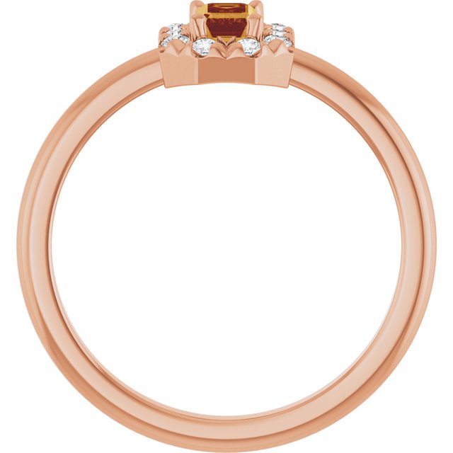 Emerald Citrine Halo Ring with Diamond Accents in Gold