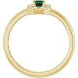 Emerald Emerald Halo Ring with Diamond Accents in Yellow Gold