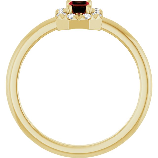 Emerald Mozambique Garnet Halo Ring with Diamond Accents in Gold