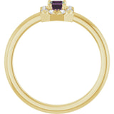 Emerald Lab-Grown Alexandrite & Diamond Halo Ring in Yellow Gold