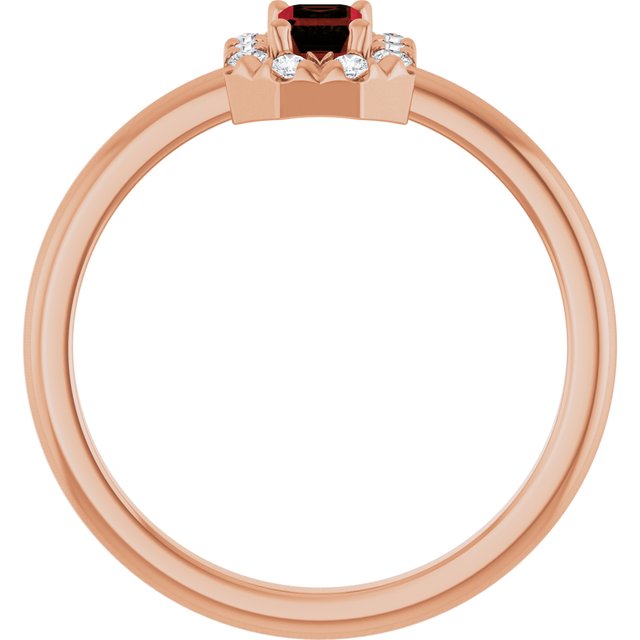Emerald Mozambique Garnet & Diamond Halo Ring in Rose Gold