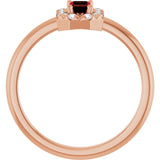 Emerald Mozambique Garnet & Diamond Halo Ring in Rose Gold