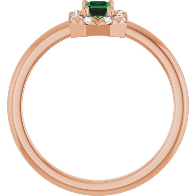 Emerald Emerald Halo Ring with Diamond Accents in Gold