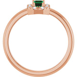 Emerald Emerald Halo Ring with Diamond Accents in Gold
