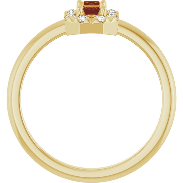 Emerald Citrine Halo Ring with Diamond Accents in Yellow Gold