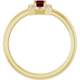 Emerald Lab-Grown Ruby & Diamond Halo Ring in Yellow Gold