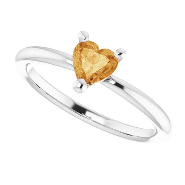 Heart Citrine Symbols Ring in White Gold