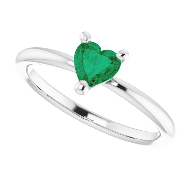 Heart Lab-Grown Emerald Symbols Ring in Platinum