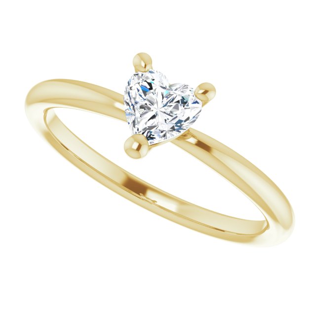 Heart White Sapphire Symbols Ring in Yellow Gold