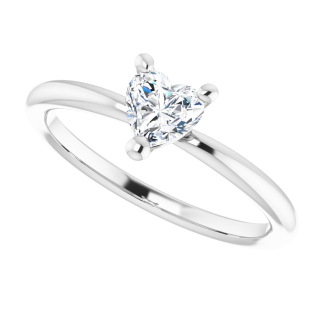 Heart White Sapphire Symbols Ring in White Gold