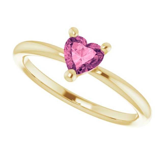 Heart Pink Tourmaline Symbols Ring in Gold