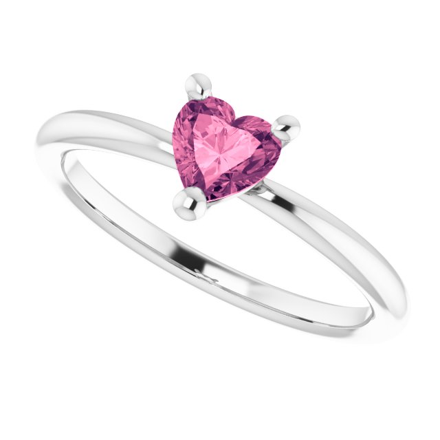 Heart Pink Tourmaline Symbols Ring in White Gold
