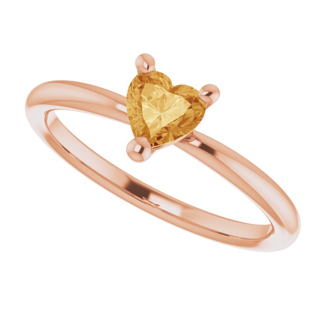 Heart Citrine Symbols Ring in Rose Gold