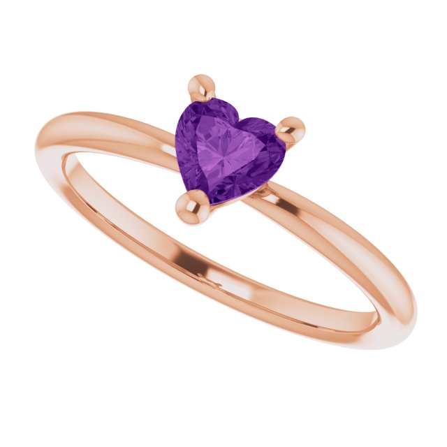 Heart Amethyst Symbols Ring in Rose Gold