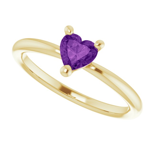 Heart Amethyst Symbols Ring in Yellow Gold