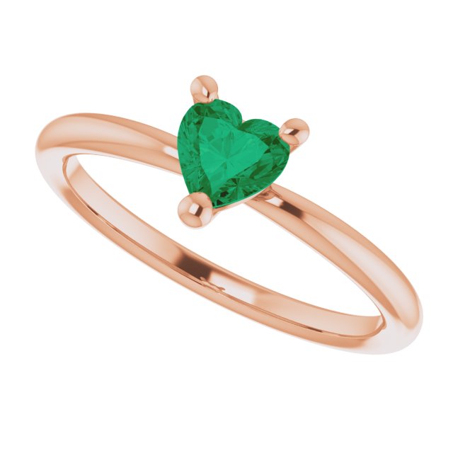 Heart Lab-Grown Emerald Symbols Ring in Rose Gold